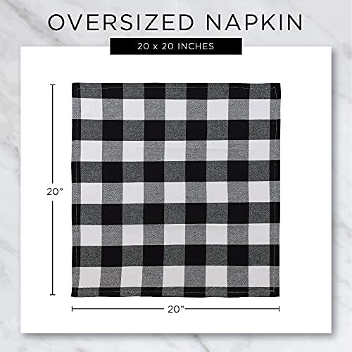 Dii Tri-Color Check Collection 100% Cotton Tabletop, Napkin Set, 20X20, Stone, 6 Piece #TOP6