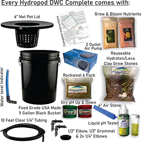 The Atwater HydroPod - Kit De Bricolaje Para Añadir Tu Propio Cubo - Sistema De Jardín Hidropónico DWC Deep Water Culture - Cubo De Burbujas - Con Kit De Nutrientes Y - Foto 14