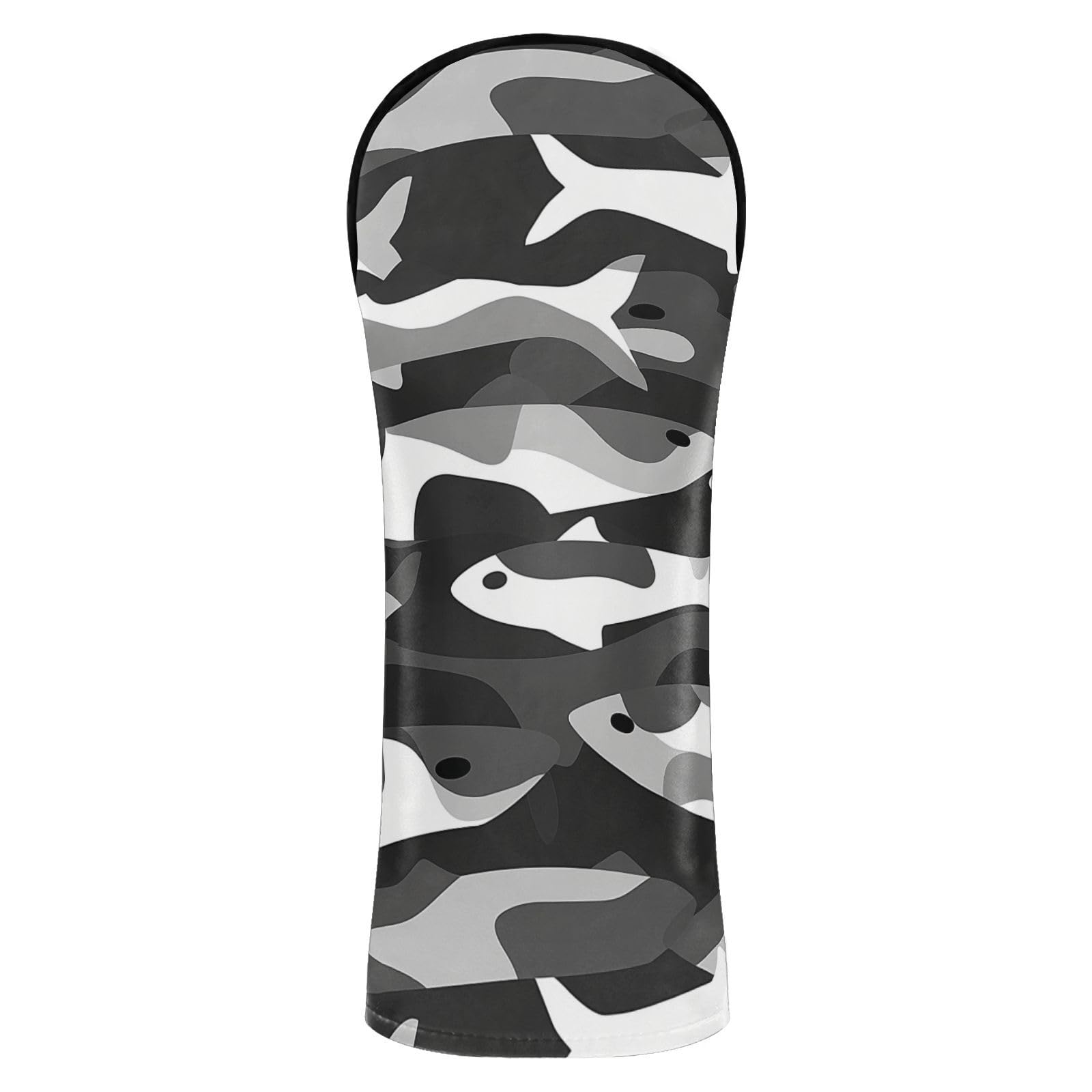 Golfschlägerhauben aus hochwertigem Leder mit austauschbaren Nummern für Fahrer, Fairway-Holz-Hybrid, Schwarz und Weiß, Camouflage, Lachs, 1 Stück