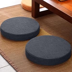 座布団 AYO 低反発 椅子クッション フロアクッション 1枚 麻風 厚め4CM 無地 裏面は滑り止め加工 メモリーフォームオールシーズン シートクッション ダイニングチェア用(ダークグレー,1枚セット弧長40cm)" 