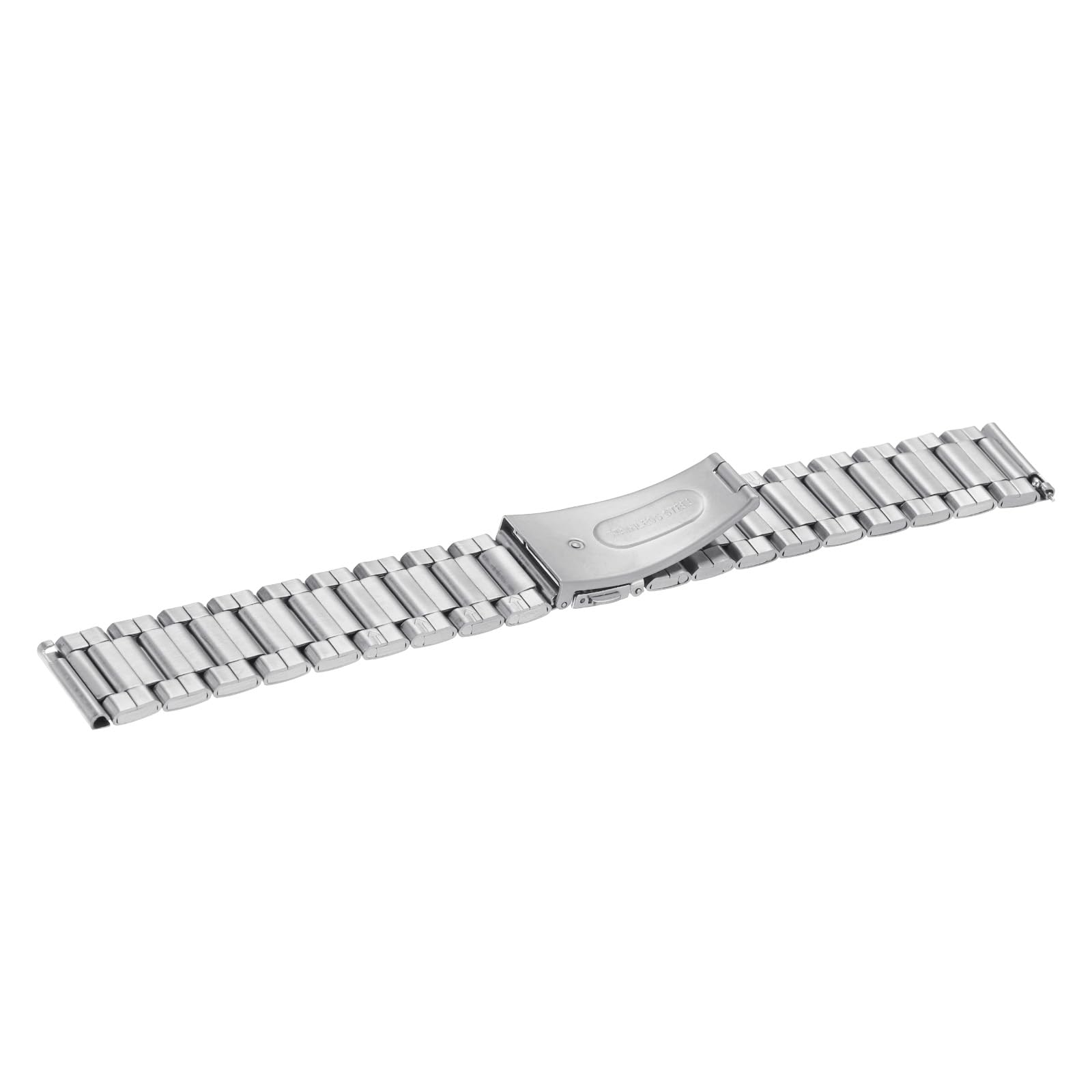 QUARKZMAN 20 mm paski do zegarków ze stali nierdzewnej z metalowym zapięciem motylkowym z metalową powłoką z solidną stalą łańcuchową Quick Release z adapterem Silver Tone