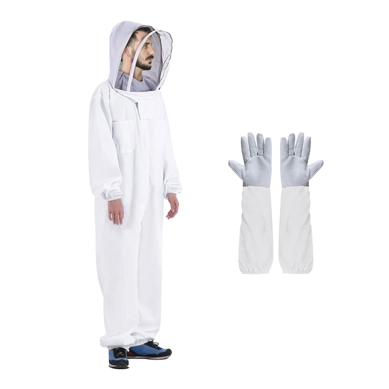 Bee Keeper Costume for Men and Women Professional Bee Suit with Glove and Removable Hat with Netting to Prevent Wasp (XL)