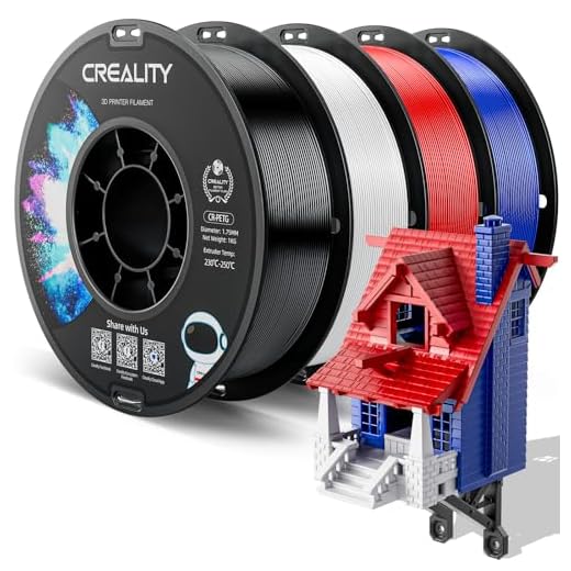 Official Creality PETG 3D Printer Filament 1.75mm 4KG (8.8lbs), High Precision, Strong Toughness, Odorless, Better Flow, Moistureproof 3D Printing CR PETG Filament, Black+White+Red+Blue