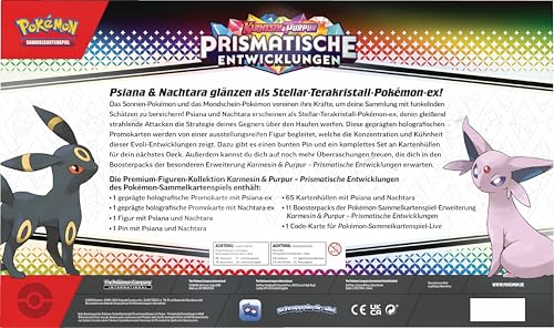 Pokémon-Sammelkartenspiel: Premium-Figuren-Kollektion Karmesin & Purpur – Prismatische Entwicklungen (2 geprägte holografische Promokarten… – Ansicht 6