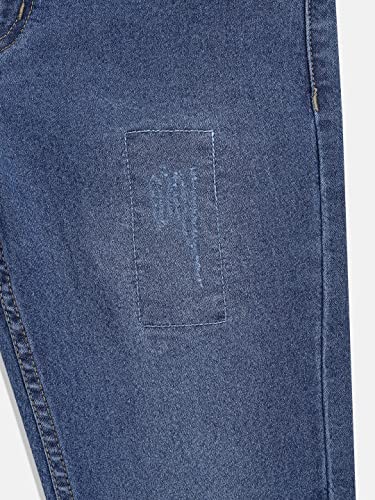 Image of Urbano Juniors Boy's Blue Slim Fit Washed Denim Jeans Stretch