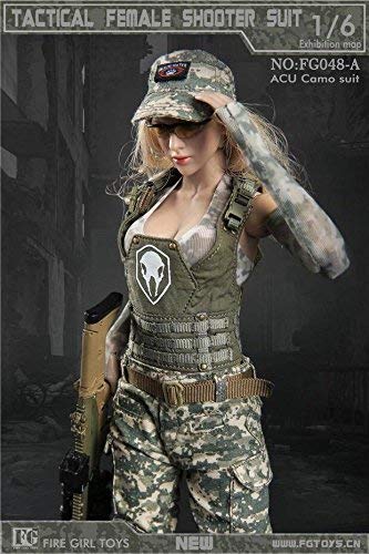 Amazon | Fire Girl 1/6 女性 迷彩 ベスト 帽子 袖 戦 闘靴 人形