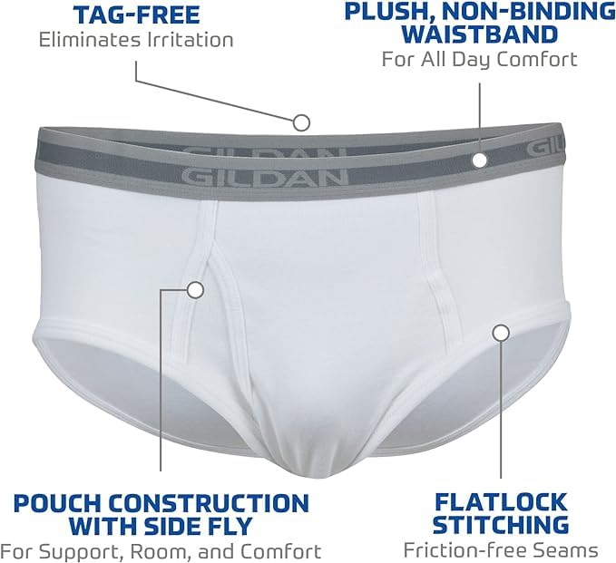 Gildan Men's Underwear Briefs, Multipack, White (12-Pack), Large2