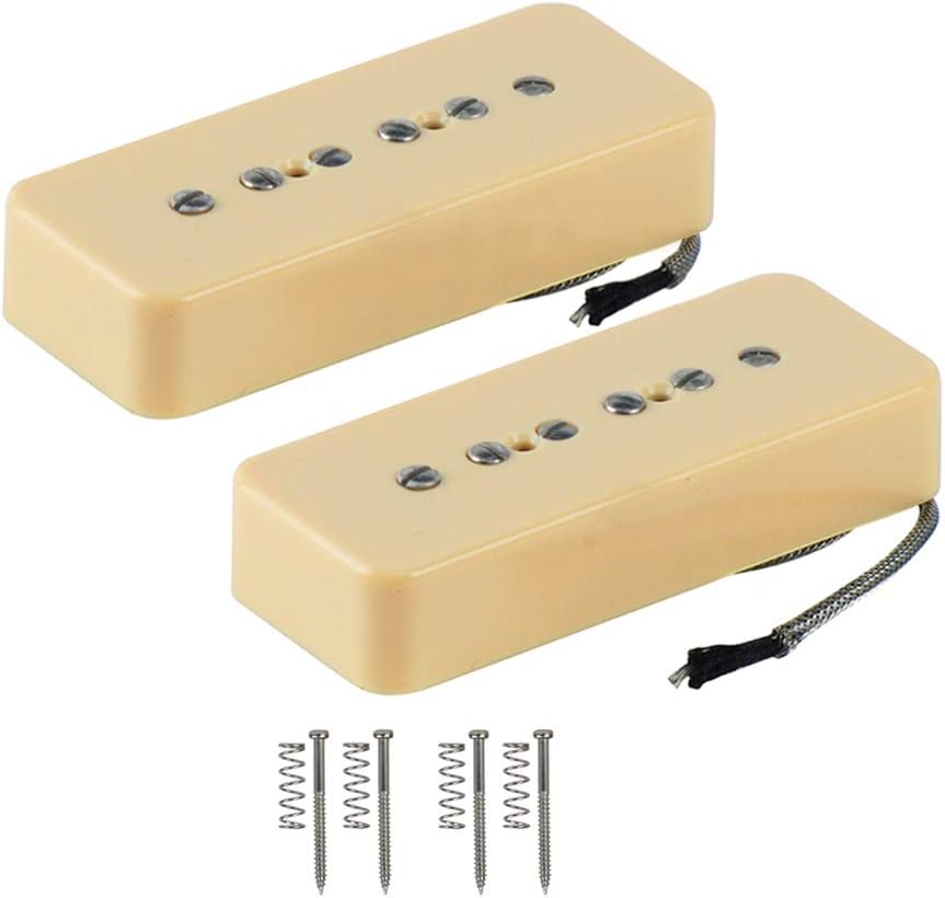 FLEOR Alnico 5 Single Coil Pickup Soap Bar Pickups Chrome P90 Neck & Bridge Pickup Set