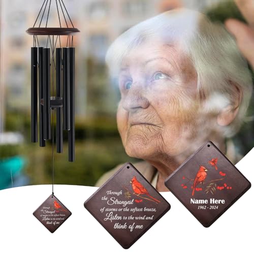 Image of Personalized WindChimes Outdoor Deep Tone,Large Customized Memorial Wind Chimes for Loss of Loved One Engrave Tree of Life,Sympathy Wind Chimes Outside, Gifts for Mother,Garden Home Yard Hanging Decor