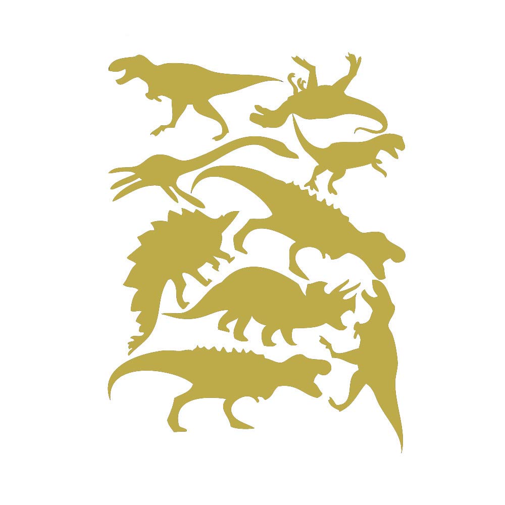 Lichi Boys Gold Diy Small Assorted Dinosaurs Wall Sticker Decal - En