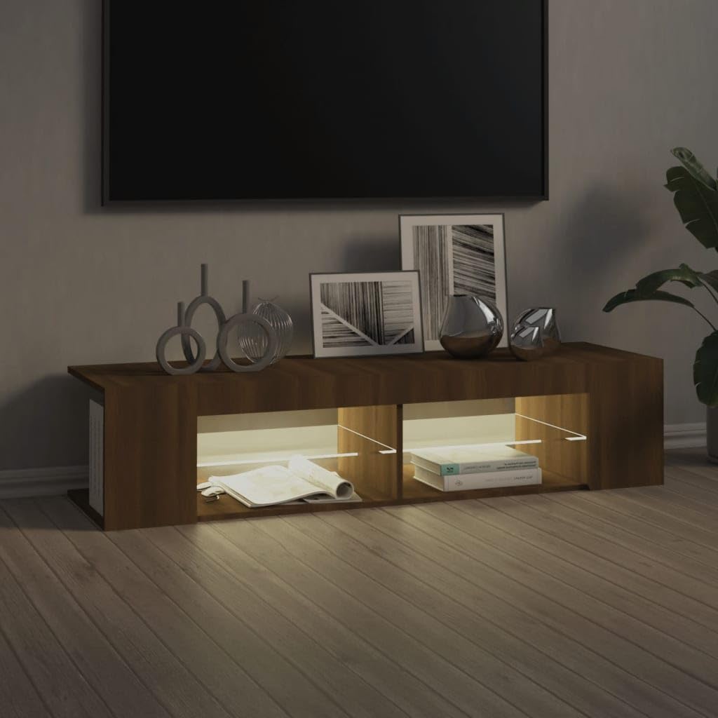 Z oświetleniem LED z drewna brąz dąb 135x39x30 cm