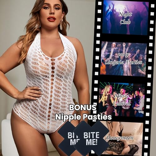 Image of Nimiah Sexy Exotic Fishnet Bodysuit - Plus Size Lingerie Teddy for Women One Piece Babydoll Fits Size 0-18