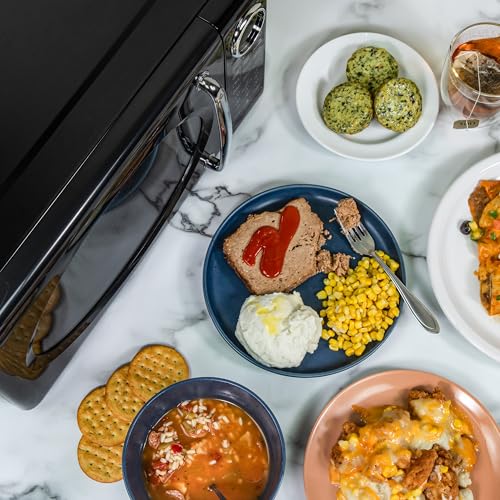 Nostalgia Retro Microwave Oven 0.7 Cu Ft, 700-Watt Countertop Size with Glass Turntable, Child Safety Lock, 8 Auto-Cook Programs, Digital Clock, Black