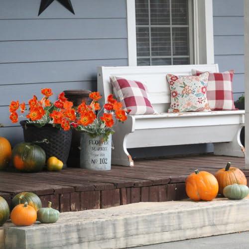 Image of 5Pcs Poppy Flowers Artificial Poppy for Home Decor(Dark Orange)