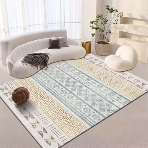 Tapis de salon rétro bleu 60x100cm à poil court antidérapant - 2