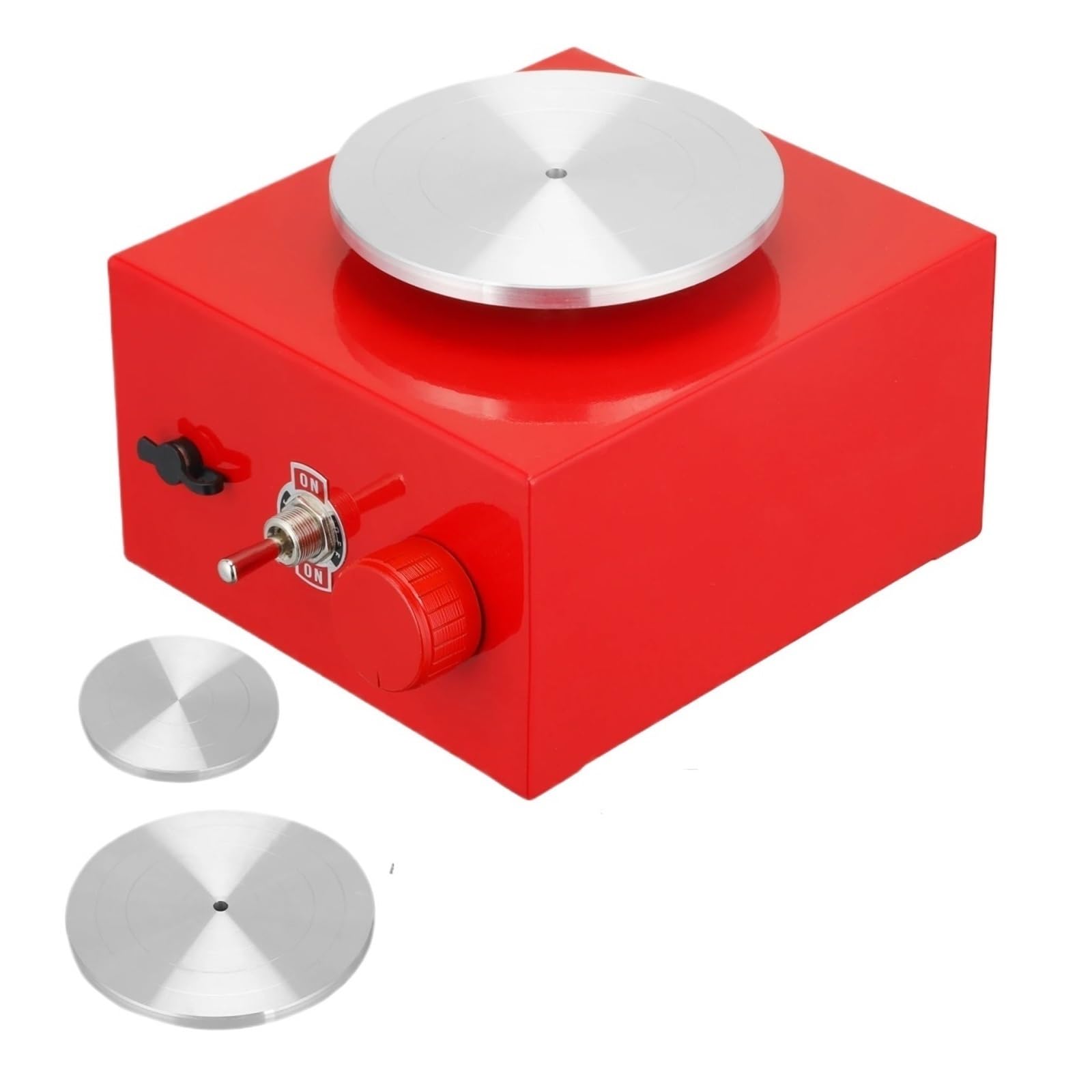 Elektrische Mini-Töpferscheibe, Keramikscheiben-Töpfermaschine, 2000 U/min Drehteller, DIY-Tonwerkzeug, Keramikformwerkzeug for Ton Stabil Mit Einstellbarer Drehzahl(Red)