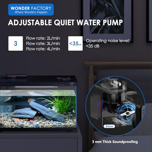 Image of Smart Aquarium 5 Gallon Glass Fish Tank, Self Cleaning System Efficiency Filter 7 Color LED Lights Automatic Feeder Temperature Display Monitor HD UHA Glass Leak-Proof, Smart Control with Apps