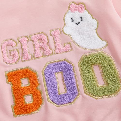 Rtnnsbbfcm Toddler Baby Girl Halloween Outfit Long Sleeve Ghost Letter Embroidery Sweatshirt Top Tulle Skirt 2Pcs Set4