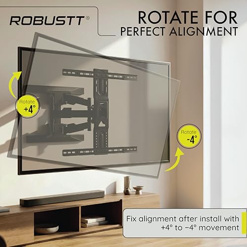 Image of Robustt P6 Movable TV Wall Mount for 40 inch - 80 inch LED Screens | Full Motion TV Mount with Tilt, Swivel & Extend Arm | Adjustable TV Wall Mount | Supports up to 45.5 kg | VESA 200x200-600x400mm
