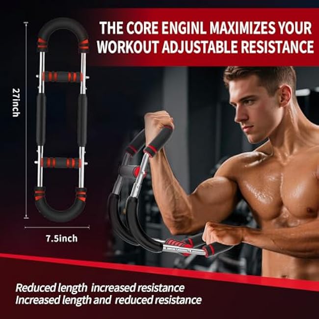 Twister Arm Trainer,Adjustable 66-110lbs Chest Workout Equipment for Men & Women,Ergonomic Home Gym Strength Trainer with Anti-Slip Handles & Carry Bag