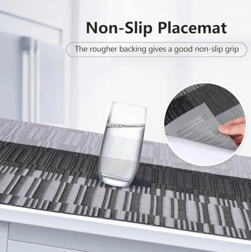 Image of GDNK Washable PVC Heat Resistant Colorful Place Mats for Kitchen Dining Table Mates Washable Heat-Resistant for Dining Table (4 Pack) (Gray)