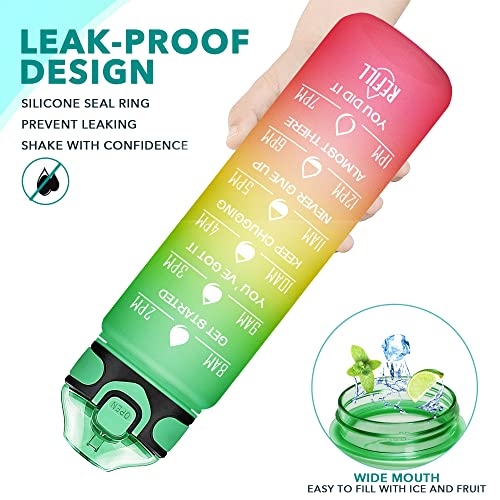 Image of Enerbone 32 oz Water Bottle with Times to Drink and Straw, Motivational Drinking Water Bottles with Carrying Strap, Leakproof BPA & Toxic Free, Ensure You Drink Enough Water for Fitness Gym Outdoor