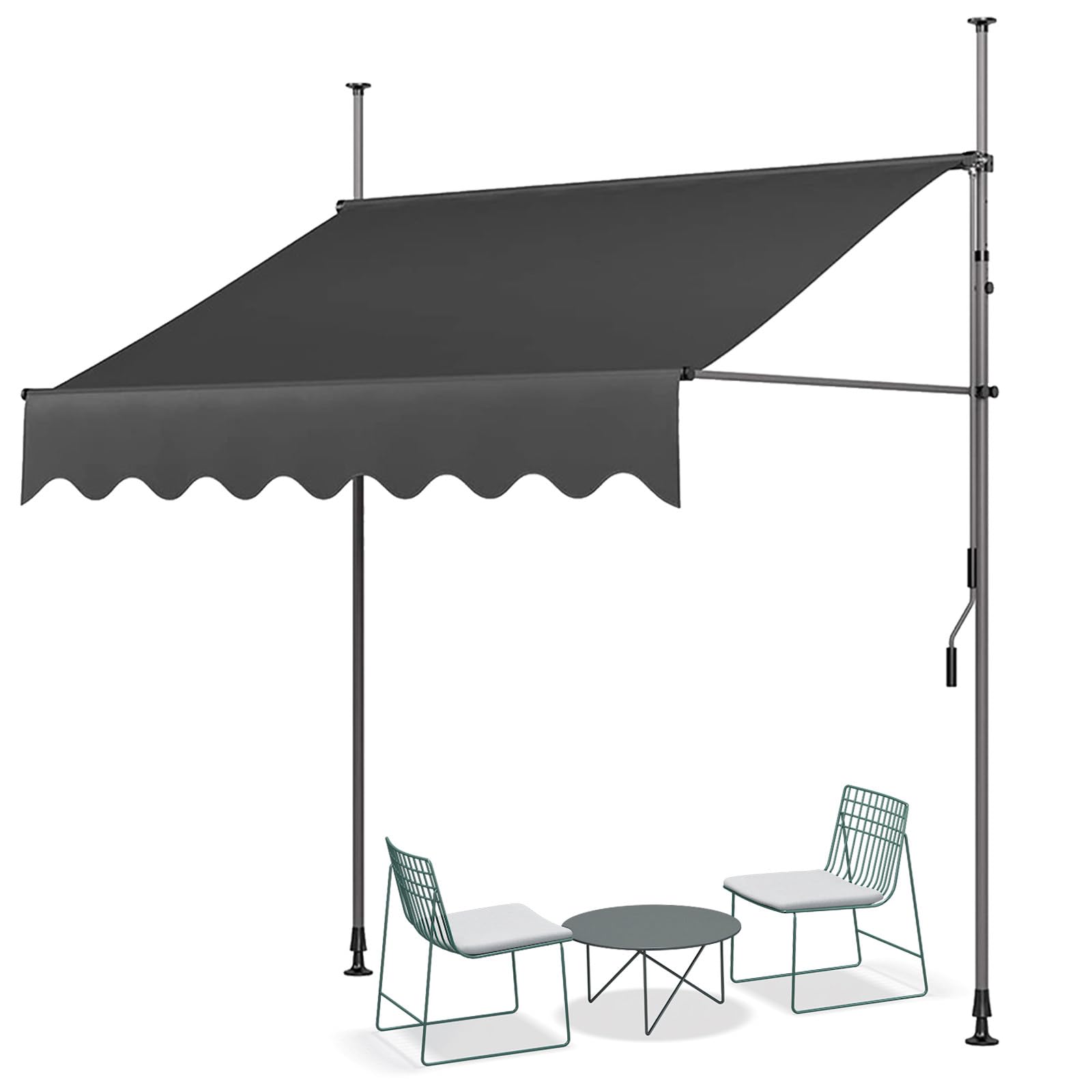Store banne rétractable gris foncé manuel 200x120 pour protection solaire balcon