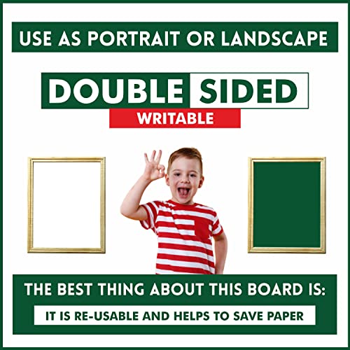 Image of YAJNAS 10x12 Inch Non-Magnetic Double Sided Wooden Framed White & Green Small Slate /Lapboard White & Chalk Board |