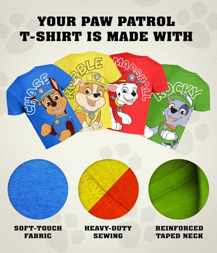 image for Nickelodeon Paw Patrol Graphic T-Shirts (4 Pack) Rubble, Chase, Marsha