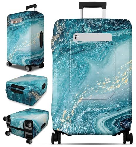 Slohif Luggage Cover for Suitcase Tsa Approved Protector - Carry on Luggage SleeveLarge Suit Case Cover Travel Stretch Luggage Case Protective Washable Fit 30Inch Sea Wave XL