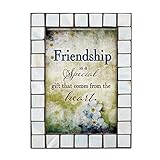 Cottage Garden Friendship Mother of Pearl Amber 4 x 6 Table Top and Wall Photo Frame
