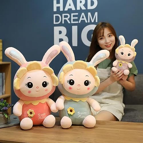 Image of A Little Swag Cute Sunflower Rabbit Bunny Stuffed Doll Plush Soft Toys Play for Kids Boys Girls, (Set of 2) 35 cm