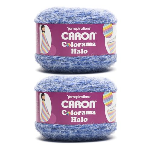 Caron Colorama Halo Striped - 2 Pack of 481 Yards/8 oz Bold Blue 71% Acrylic 18% Nylon 11% Polyester Yarn