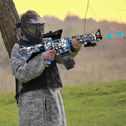 Electric Gel Ball Blaster Gun With Drum And Scope, Manual & Automatic Dual Mode Gel Ball Blaster With 40000 Water Beads, For Outdoor Activities - Shooting Team Game, Ages 12+, Blue Devil #TOP6