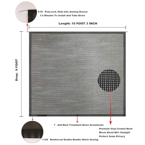 Image of RV Awning Mesh Sun Shade Screen for Motorhome Camper Trailer Sunshade