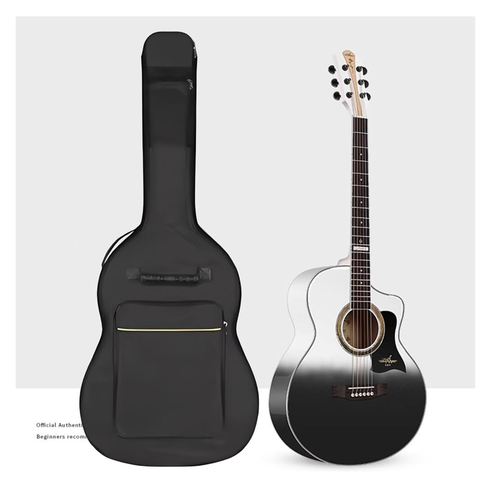 Akustische Klassische Gitarre For Anfänger, Holzgitarren-Bundle-Set For Jungen, Mädchen, Studenten, Jugendliche Mit Gigbag, Gurt, Stimmgerät, Zusätzlichen Saiten, Plektren(Black-white)