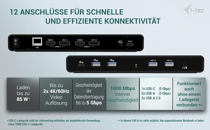 i-tec Universal Docking Station Dual 4K Display - 2 DisplayPort y 2 HDMI miniatura 3