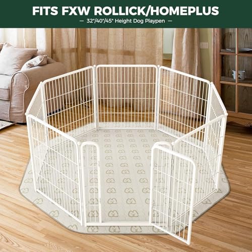 Image of FXW Washable Pee Pads for Dogs, Leak-Proof & Non-Slip, Specifically Designed for FXW Rollick /Homeplus 32 /40 /45inch 8 Panels Dog Playpen, 34 inch Octagon, Khaki, 1 Pack