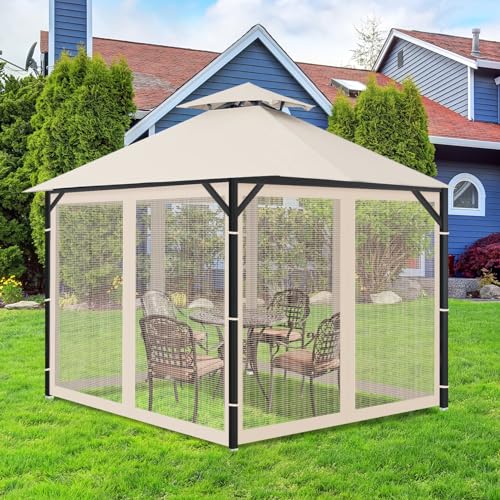 OIPUNSHLE 10x10 Gazebo Universal Replacement Mosquito Netting, Beige by OIPUNSHLE - Used condition - Image 7