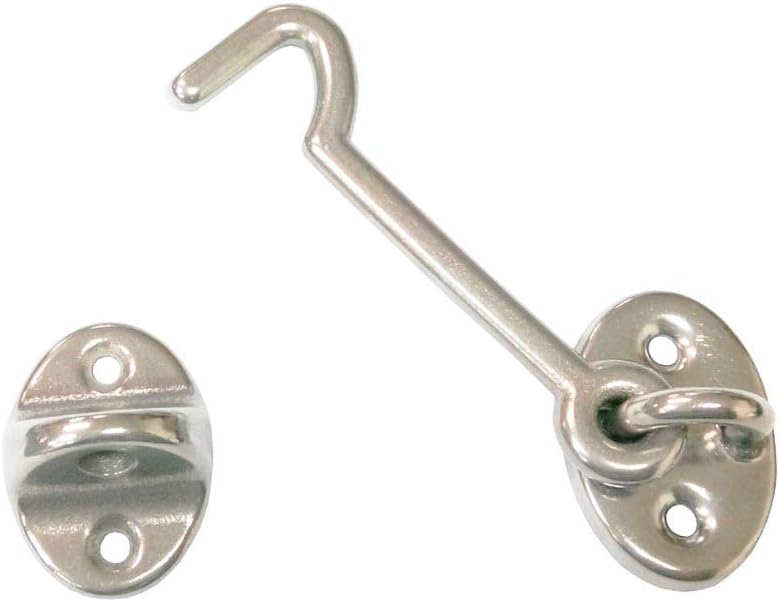 QCAA Marine Grade Stainless Steel 316 Cabin Hook Latch & Eye, 2.5", 1 Pack