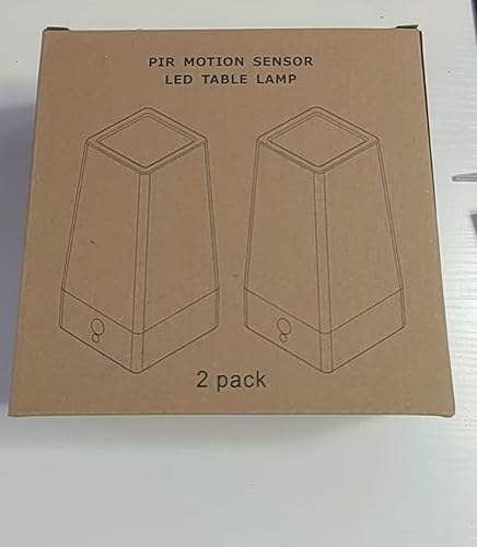 Miniatura 6 de WRalwaysLX Paquete de 2 lámparas de noche PIR con sensor de movimiento LED, 3 modos de lámpara de mesa pequeña alimentada por batería, utiliza
