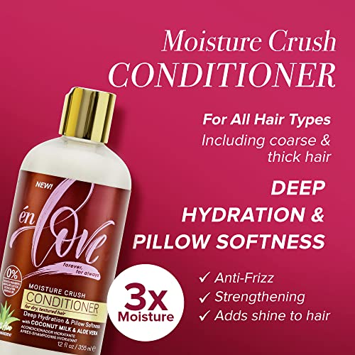 Én Love Moisture Crush Conditioner For Curls With Pure Coconut Milk & Natural Aloe Vera For Deep Hydration | For Dry Damaged Hair | Smoothness & Shine | Anti-Frizz | Aloe Is First Ingredient For Moisture | 12 Fl Oz #TOP1