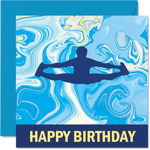 Stuff4 Cheerleading Sport - Biglietto di auguri di compleanno per ragazzi, figlio, fratello, nipote, zio, cugino, 145 mm