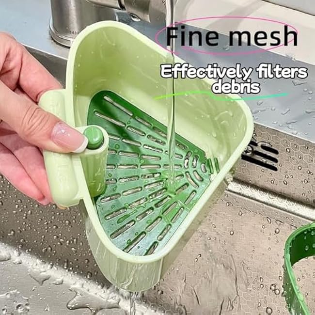 Cureaway Suction Cup Sink Corner Rack, Space-Saving Kitchen Sink Strainer, Automatic Dumping Storage Rack with Drain Hole, Removable Basket for Easy Cleaning, No Drilling, Rust-Proof Abs(Yellow)