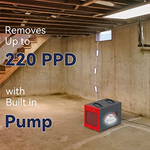 Abestorm 220 Pint Commercial Dehumidifier With Pump For Crawl Space, Basement, Whole House, Industrial Dehumidifier With Drain Hose For Large Space Or Garages, Auto Defrosting, Memory Starting, 5 Years Warranty #TOP3