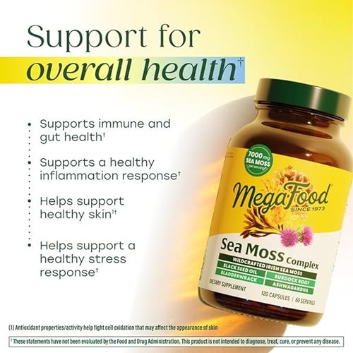 MegaFood Sea Moss Complex – 5-in-1 Blend with Bladderwrack & Burdock (120 Capsules, 60 Servings) — view 3