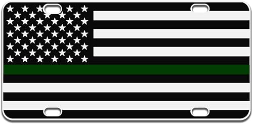 Miniatura 23 de JASS GRAPHIX Placa de matrícula personalizada con la bandera estadounidense de línea amarilla, homenaje personalizado a despachadores y operadores