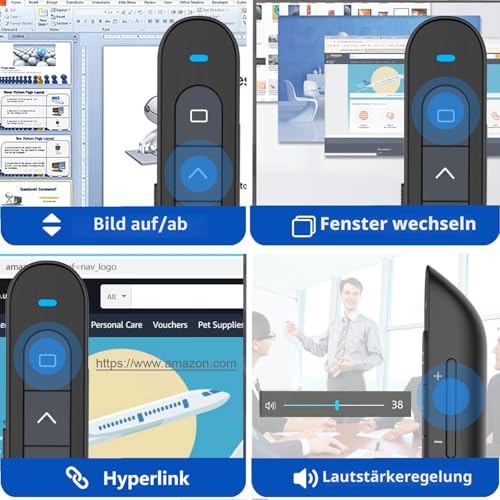 Wireless Presenter für Präsentationen, Hyperlink Volume Fernbedienung Laptop Powerpoint 2.4GHz USB Präsentation Fernbedienung Präsentator Pointer Präsentationspointer für Windows Mac
