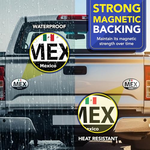 Image of Magnet Me Up MEX Mexico Euro Car Magnet - 4x6 Inch Oval Magnetic Decal for Cars, Trucks & SUV, Weatherproof Full-Color UV Printed, Vinyl Magnet Accessories for Fridge and Locker, Made in The USA