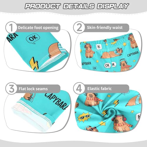 Girls Leggings Size 4T Capybara Music Blue Stretchy Tights Girl Clothes Comfortable Pants for Dresses Dance3